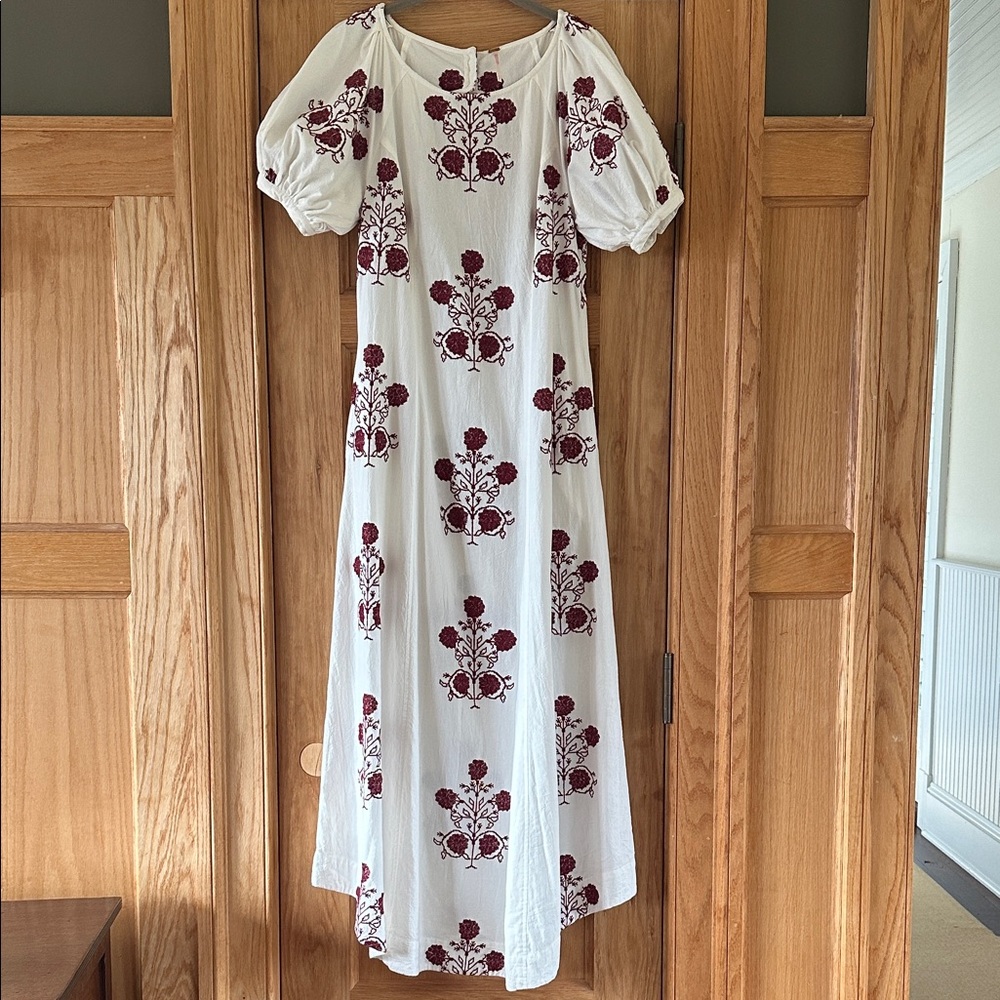 Free People Cotton Embroidered Maxi Dress, Size S